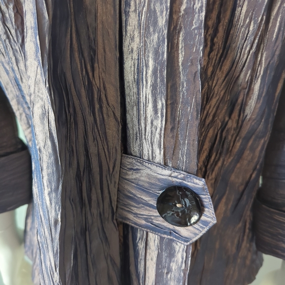 Rare! Adele Dallas Orr Couture Crinkled Iridescent Cropped Pea Coat Blazer XS - Picture 8 of 9